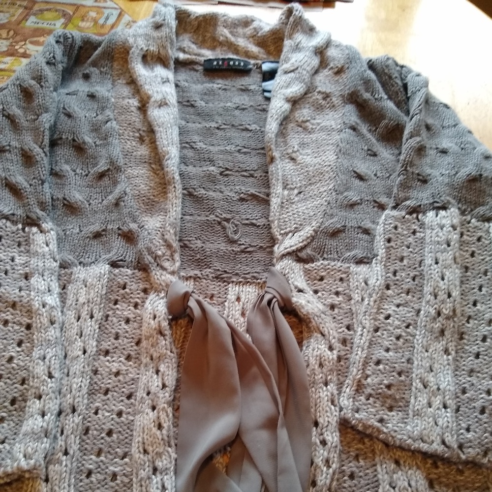 Women's AXCESS Tie Front Gray Cardigan Sweater